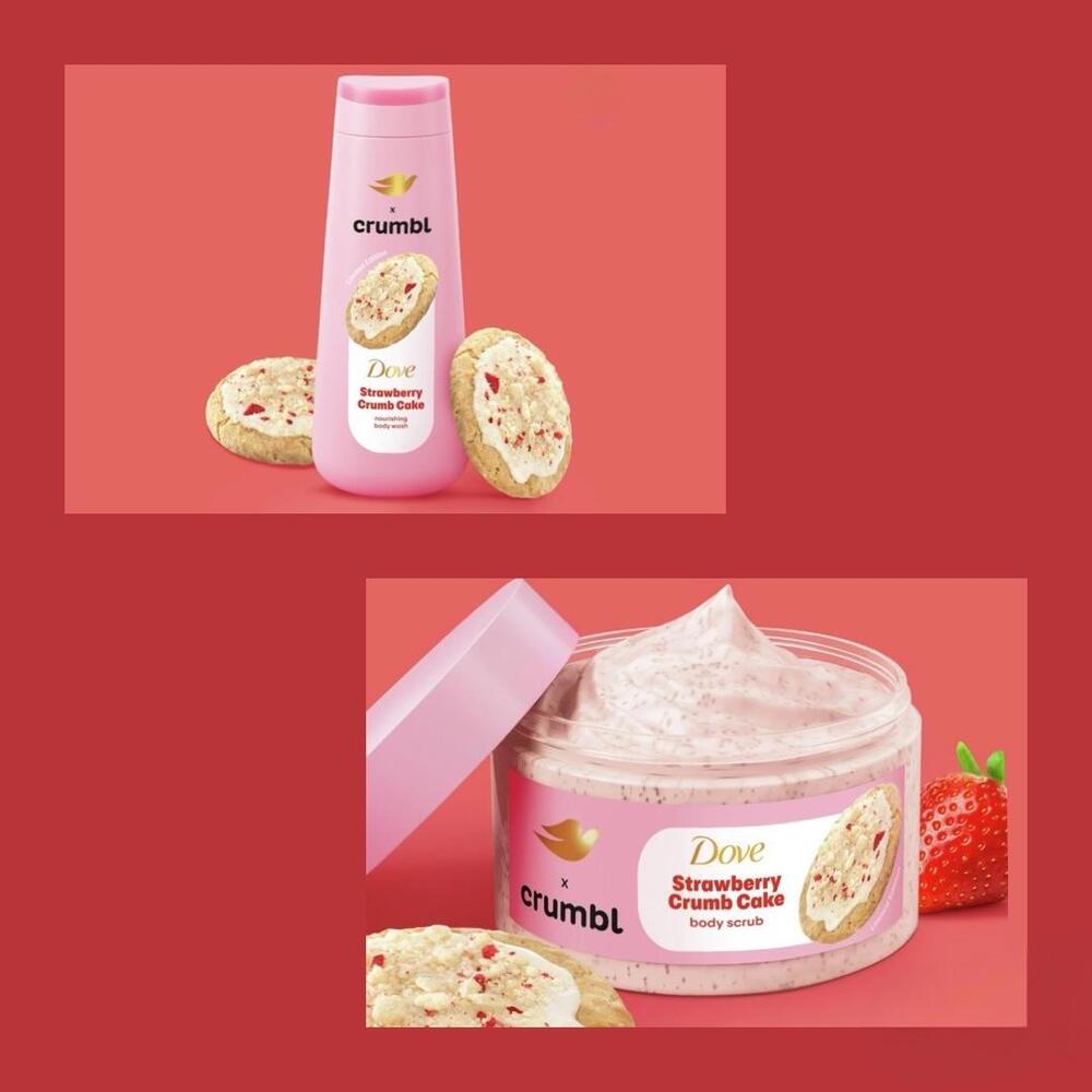 Dove x Crumbl Strawberry Crumb Cake - Limited Edition Body Wash & Scrub